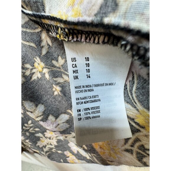 American Eagle Outfitters Womens Maxi Skirt Side Slit Sz 10 Floral Black Pleated - Picture 5 of 16